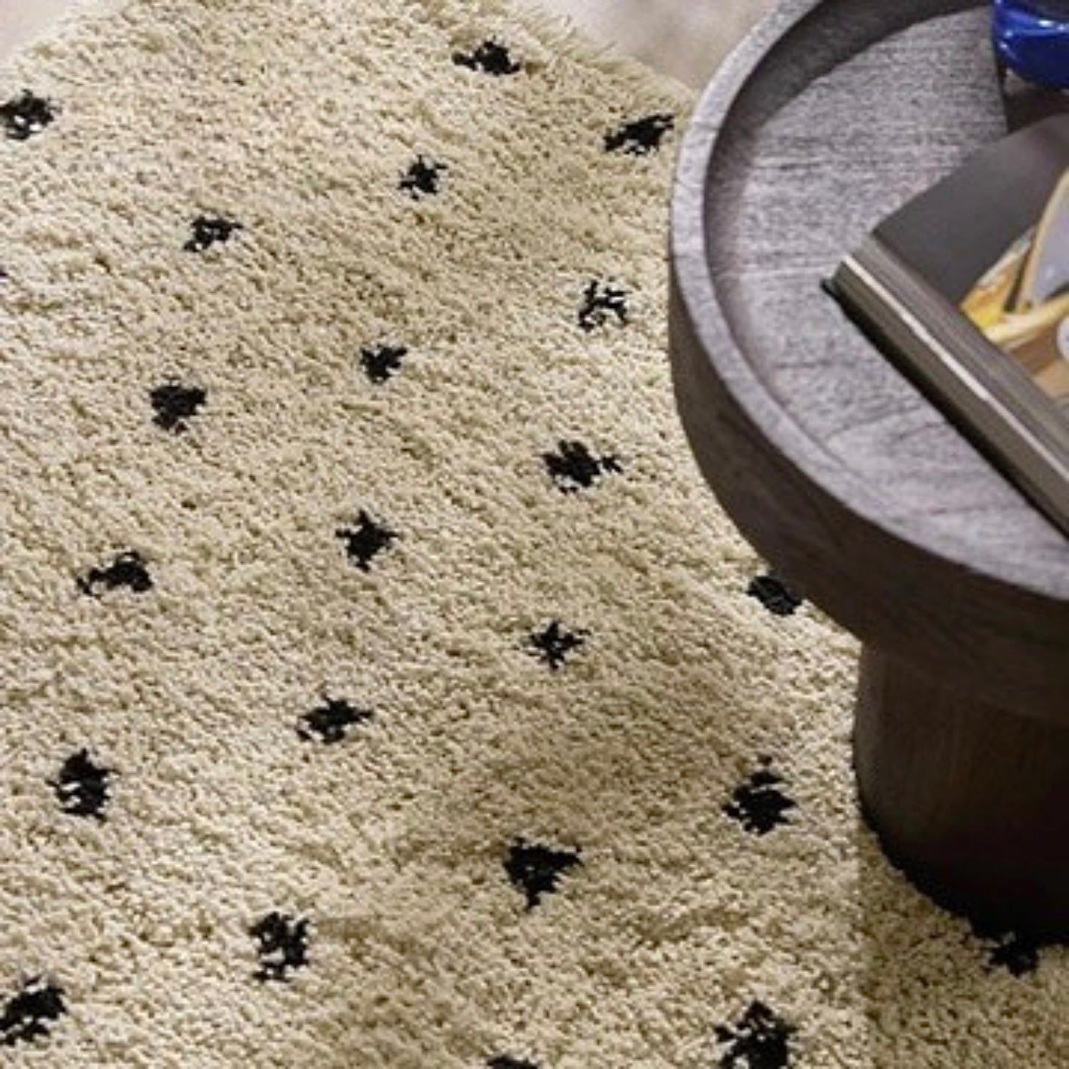 milk dot cozy rug