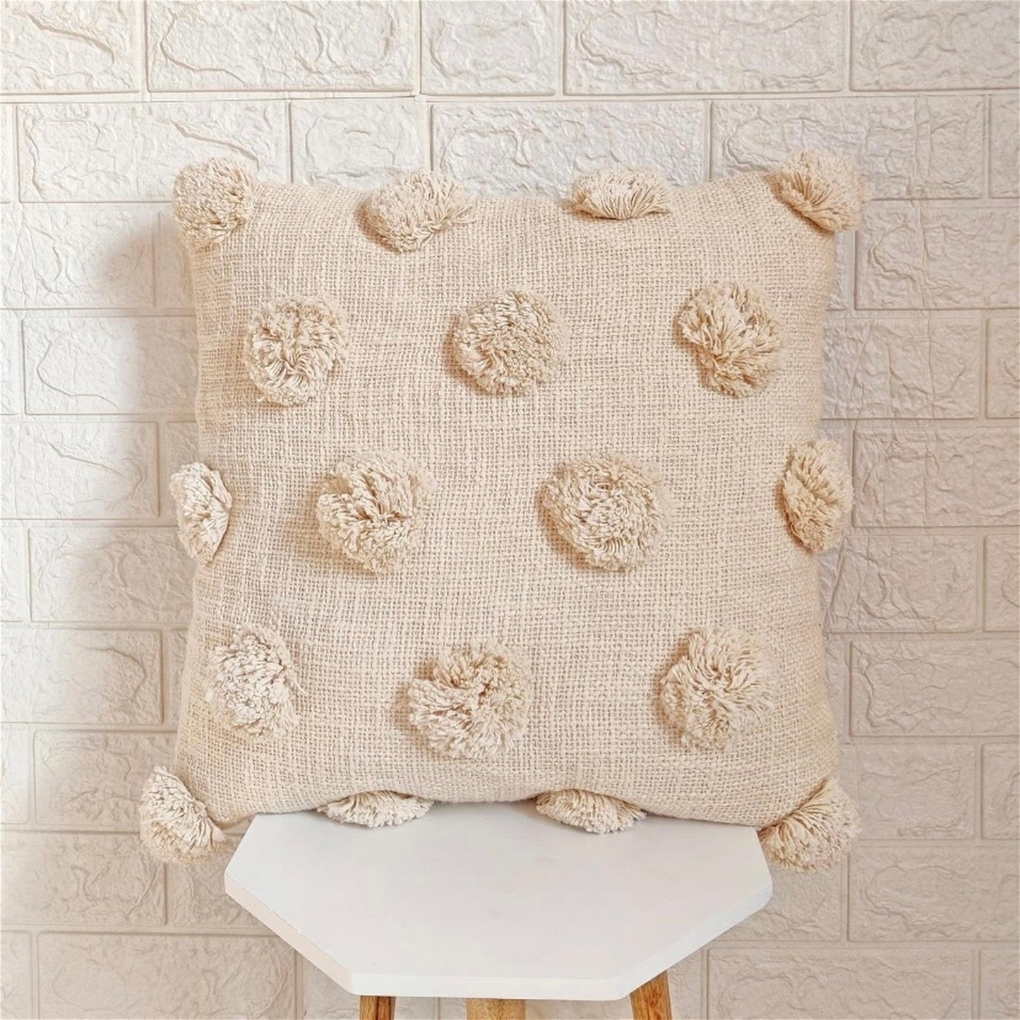 pompom tufted decorative cushion cover