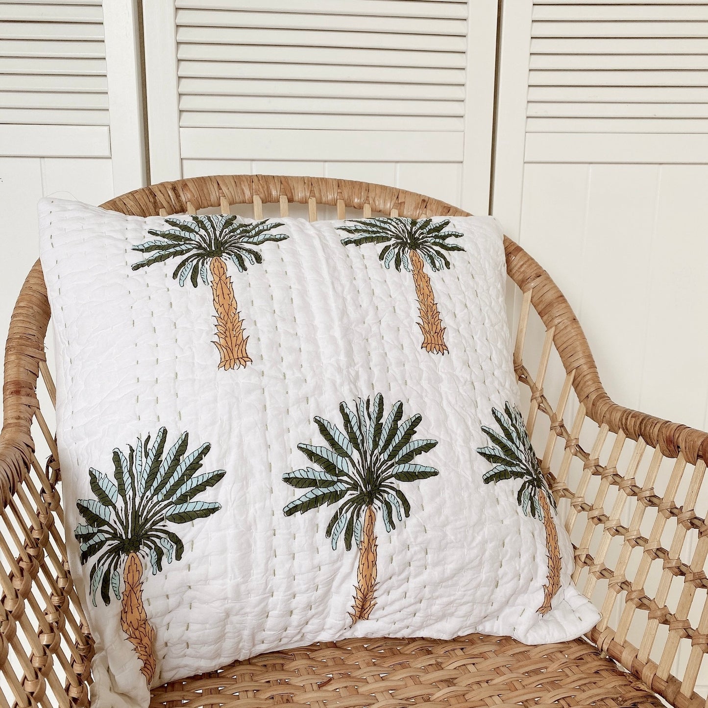 green palm cushion cover