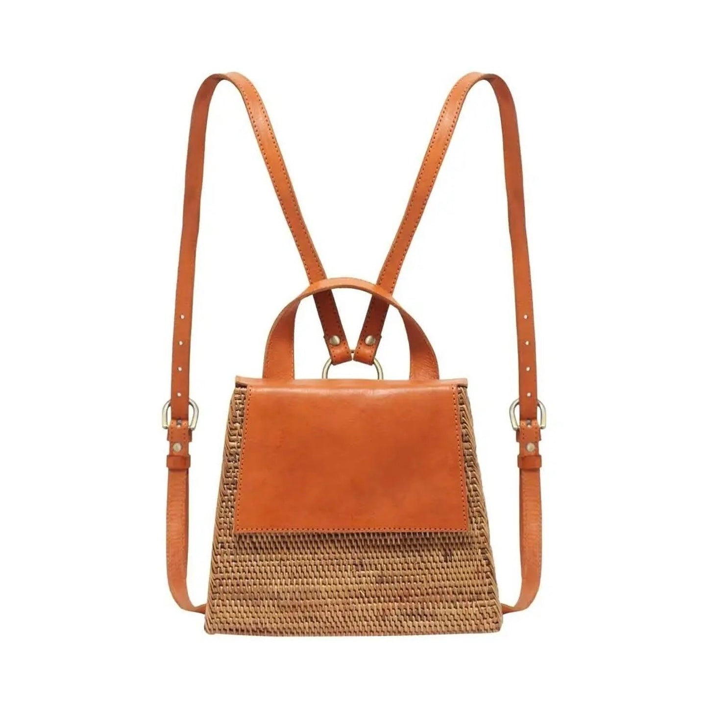 rattan eco leather backpack