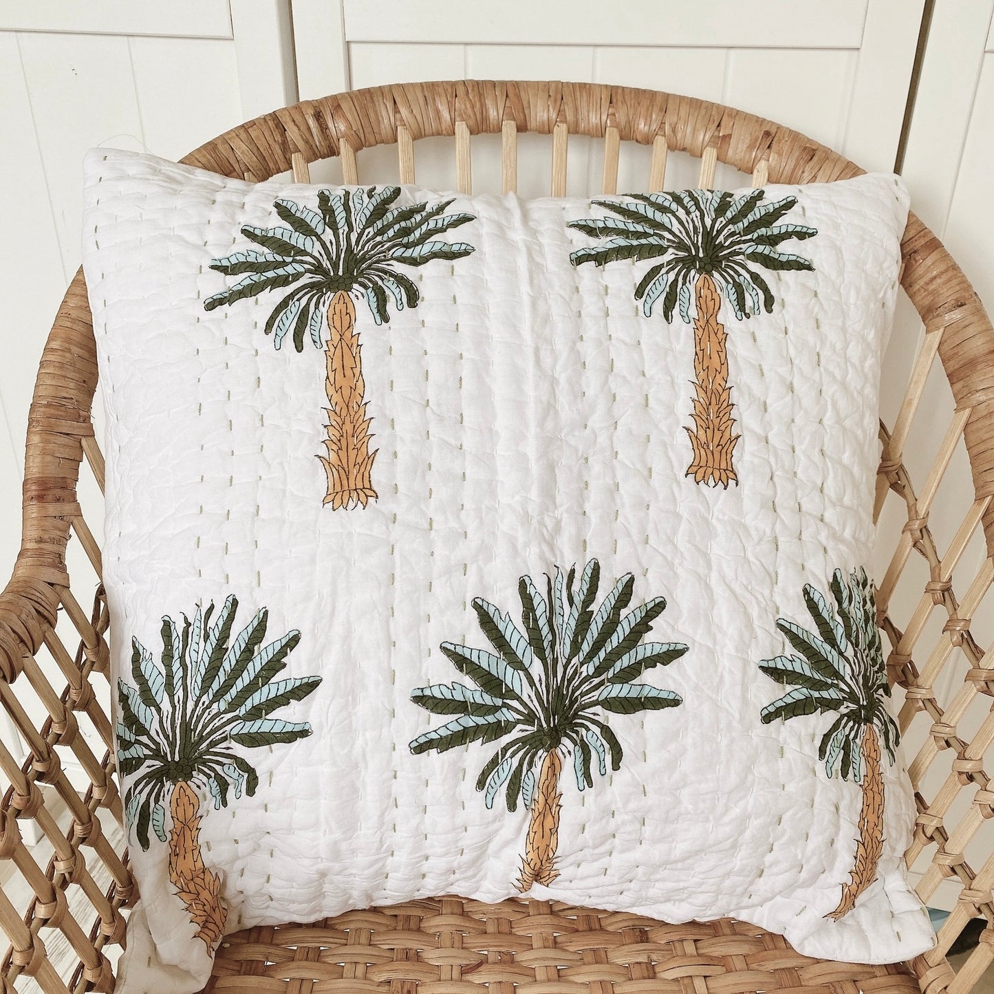 green palm cushion cover