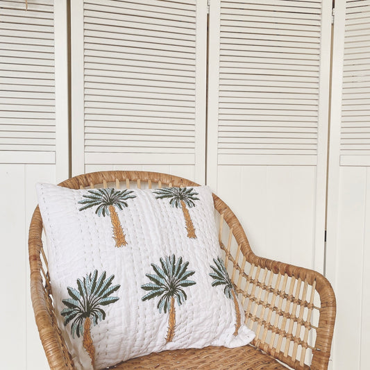green palm cushion cover