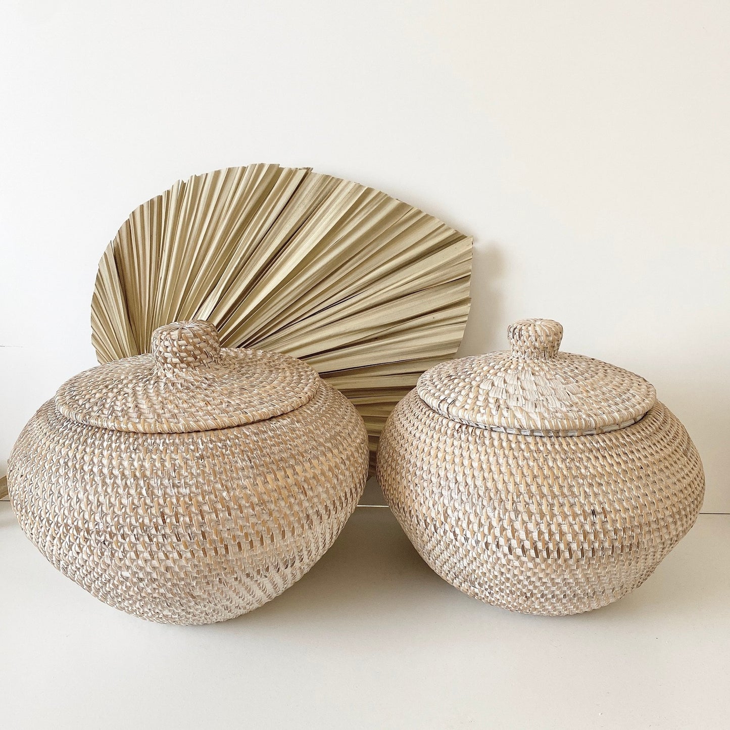 white wash rattan bowl