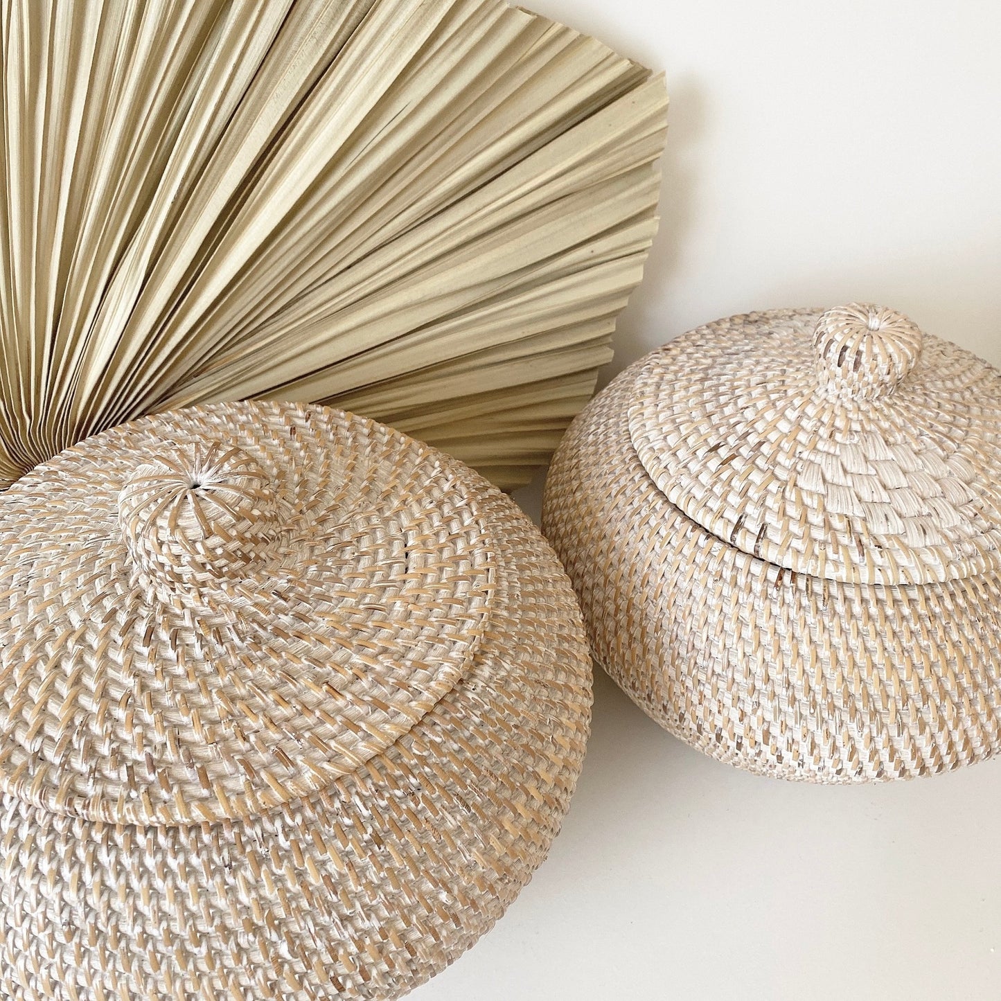 white wash rattan bowl