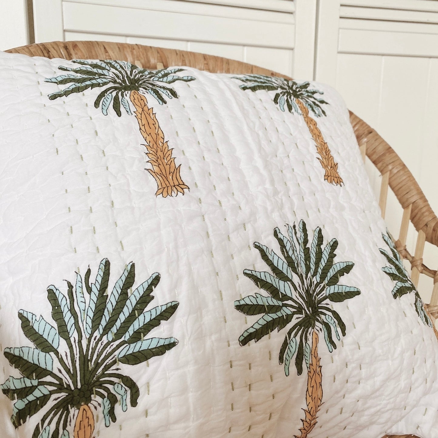 green palm cushion cover