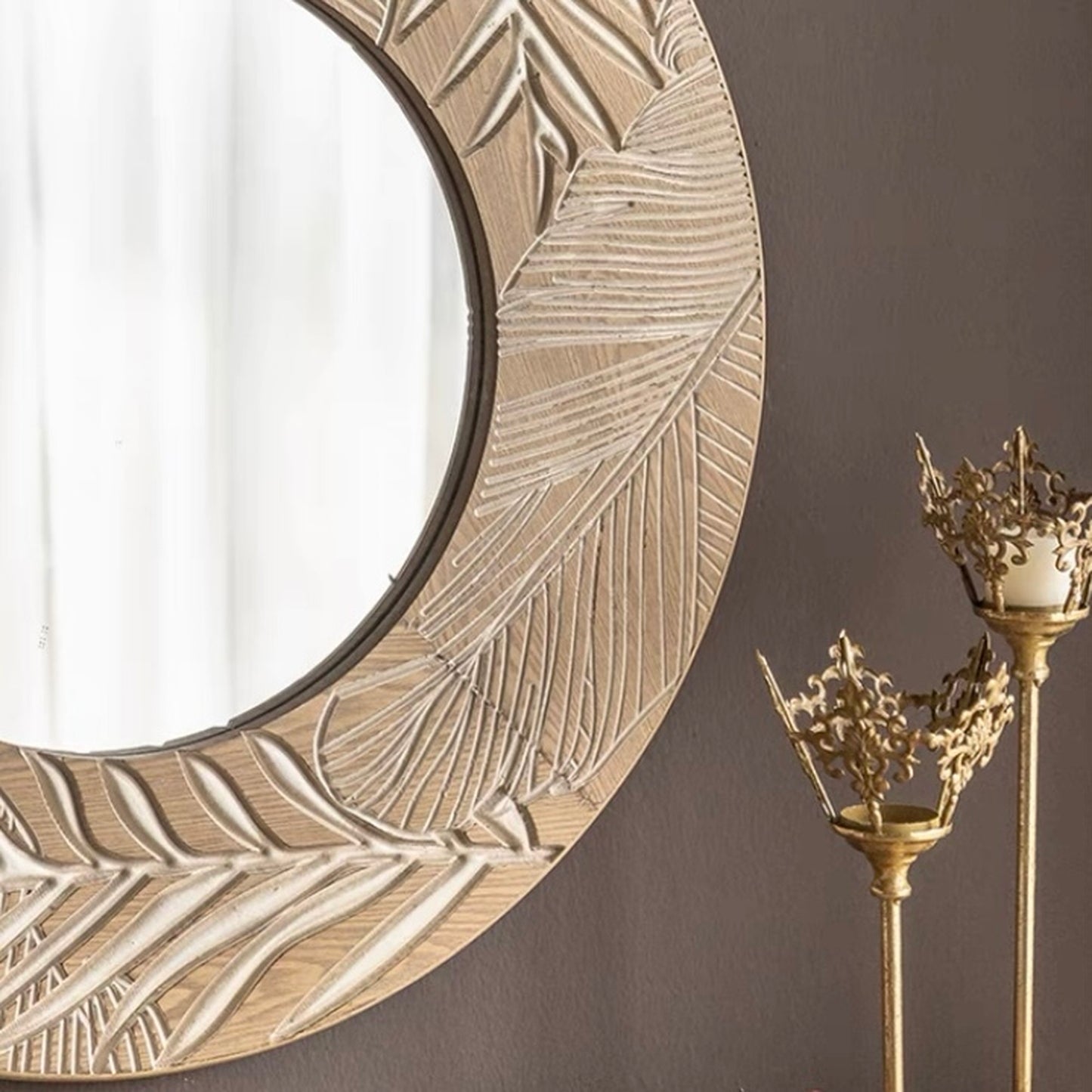 leaf carved mirror