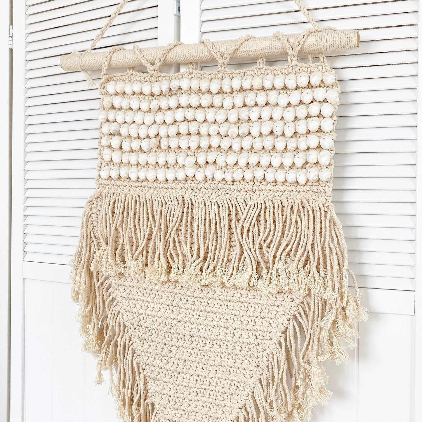 macrame shell fringe tapestry