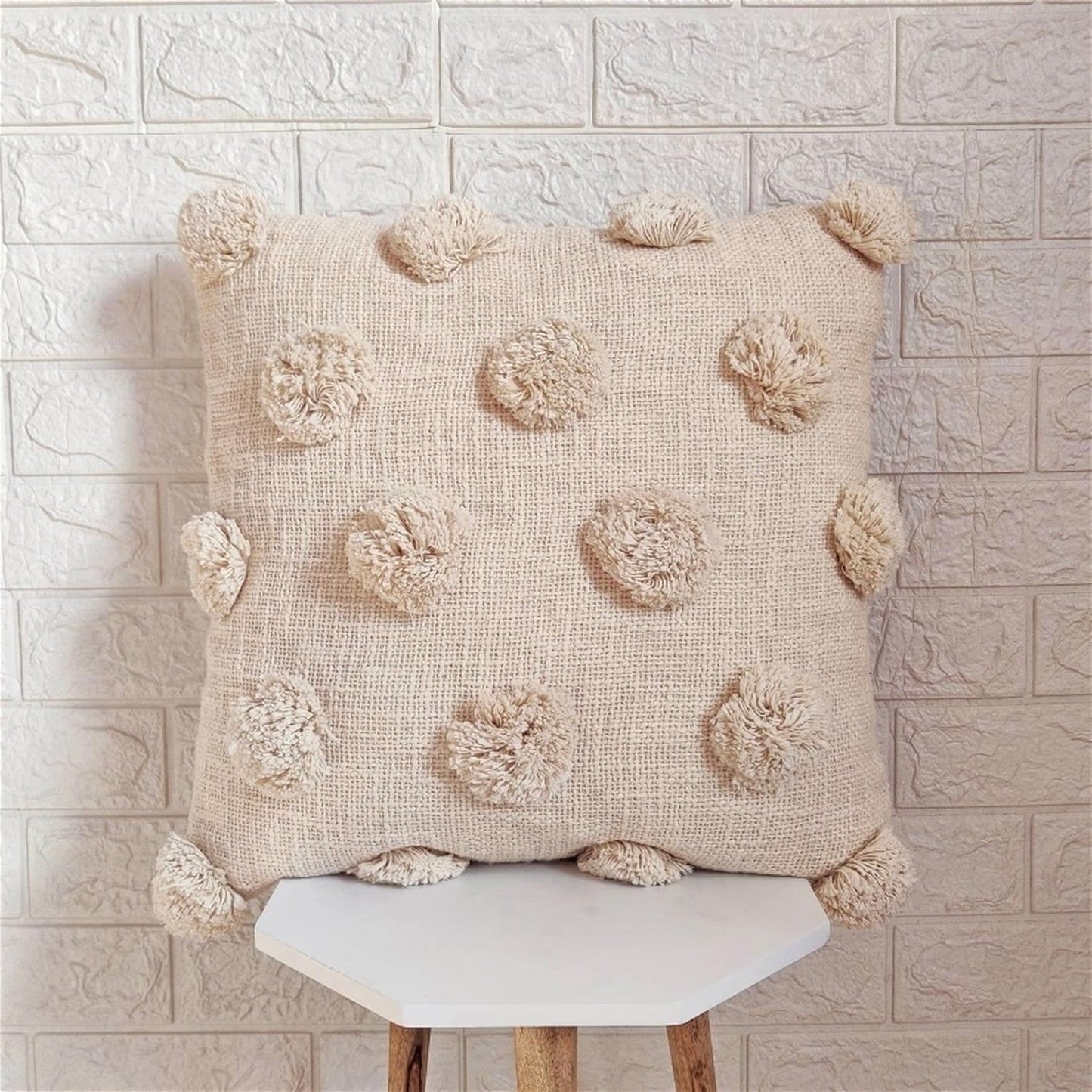 pompom tufted decorative cushion cover