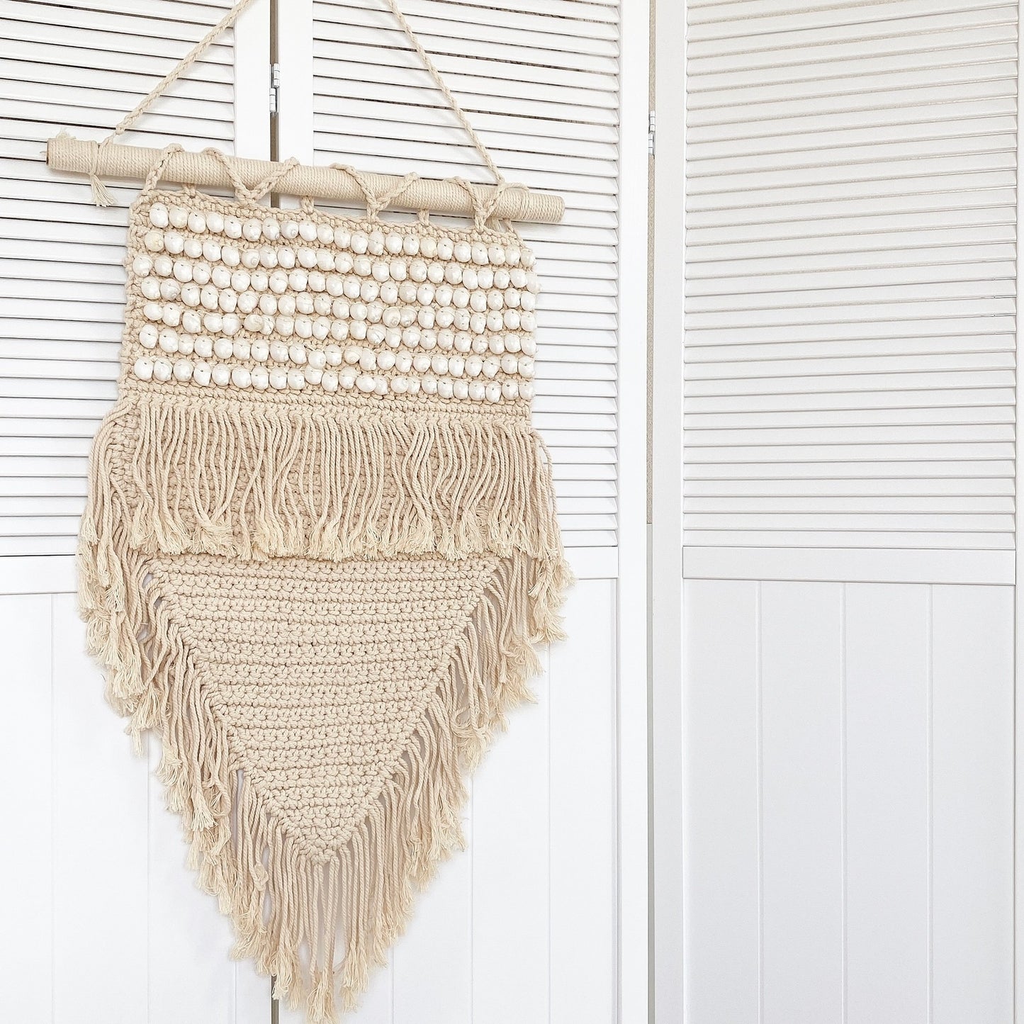 macrame shell fringe tapestry