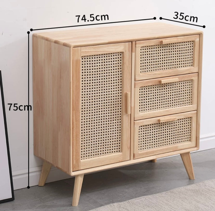 wide natural wood cabinet